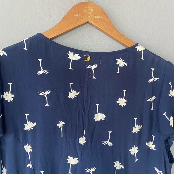 Angels by the Sea Navy Palm Tree Rayon Mini Dress Size Medium NWT - Picture 7 of 9
